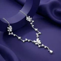 Silver Vine Crystal Necklace