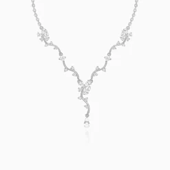 Silver Vine Crystal Necklace