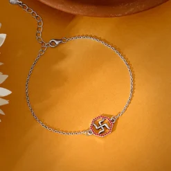 Silver Vintage Swastik Bracelet Rakhi