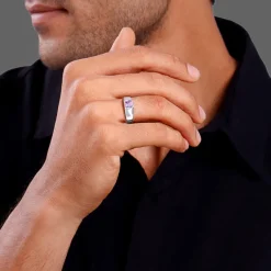 Silver Violet Edge Ring For Him