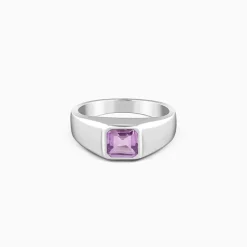 Silver Violet Edge Ring For Him