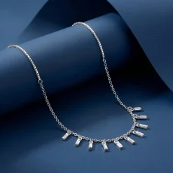Silver Vira Glass Stone Choker Necklace
