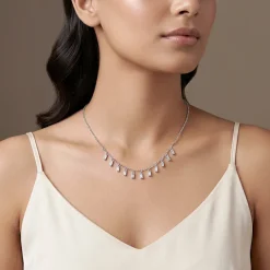 Silver Vira Glass Stone Choker Necklace