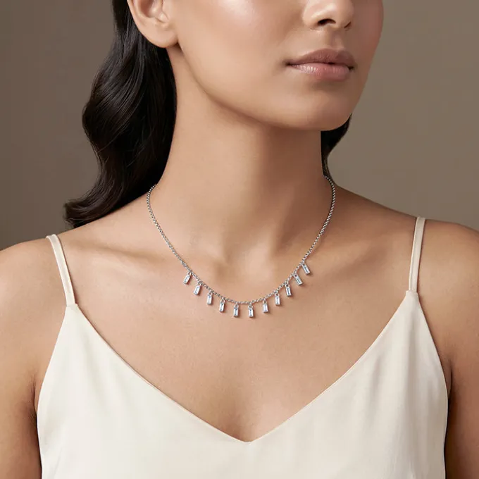 Silver Vira Glass Stone Choker Necklace