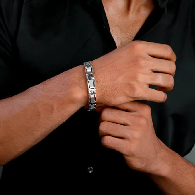 Silver Wave Bracelet For Him