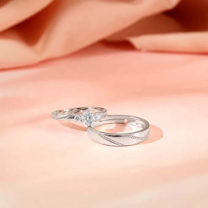 Silver We Are Together Couple Rings