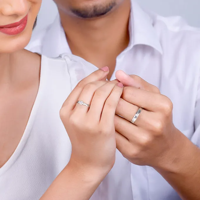 Silver We Are Together Couple Rings