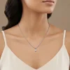 Silver White Howalite Pendant With Link Chain