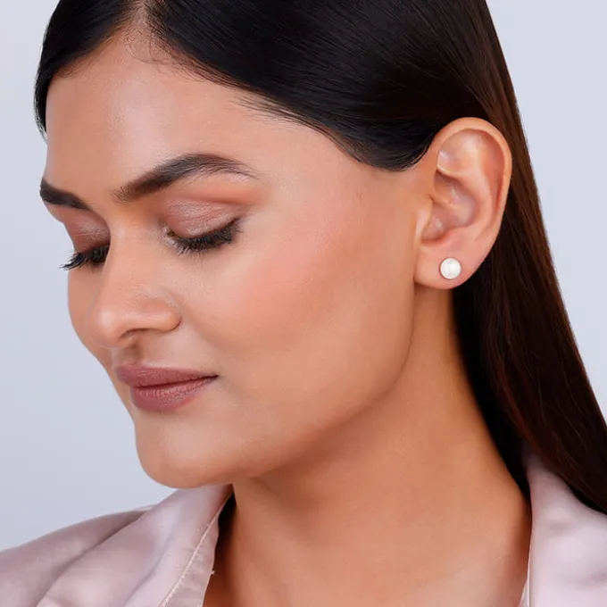Silver White Pearl Earrings