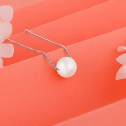 Silver White Pearl Moon Necklace