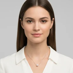 Silver White Pearl Moon Necklace