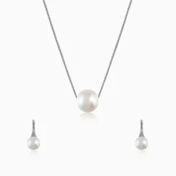 Silver White Pearl Moon Set
