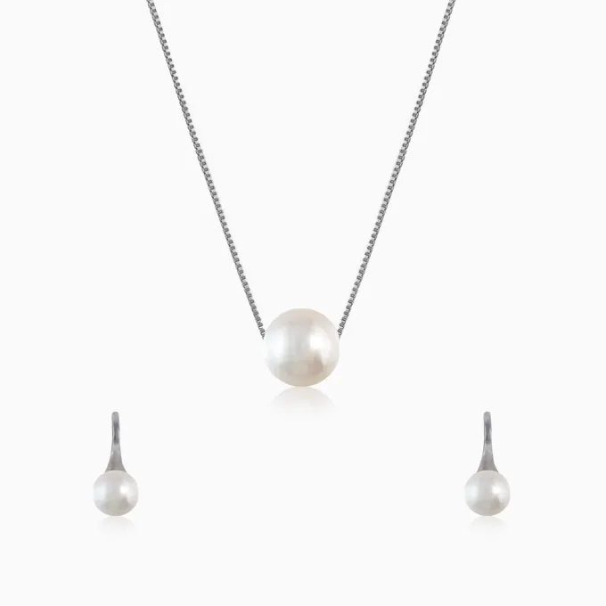 Silver White Pearl Moon Set