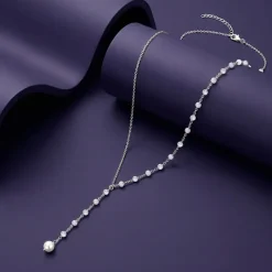 Silver Winona Pearl Lariat Necklace