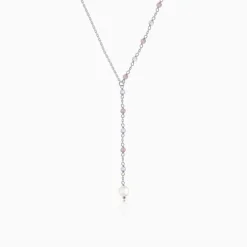 Silver Winona Pearl Lariat Necklace