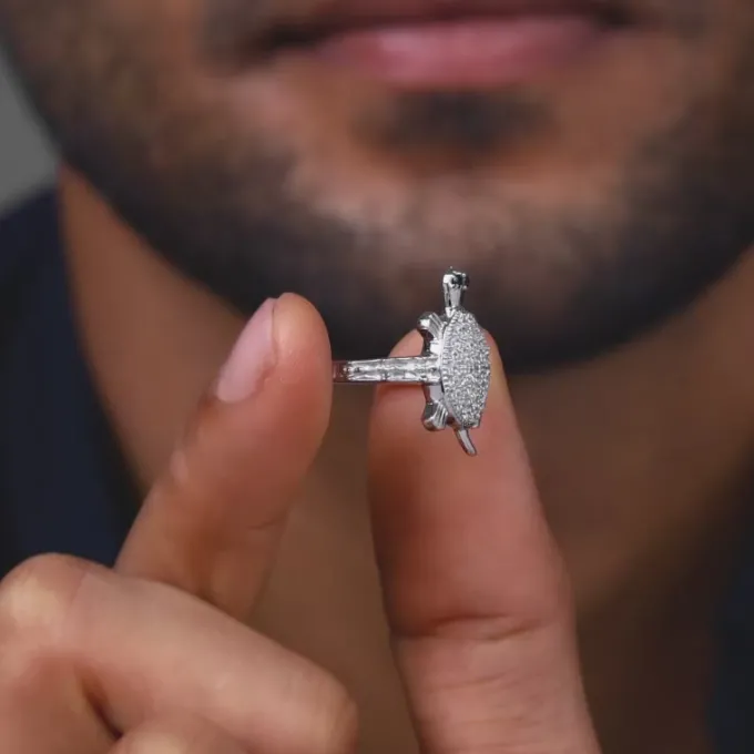 Silver Wise Tortoise Ring For Him