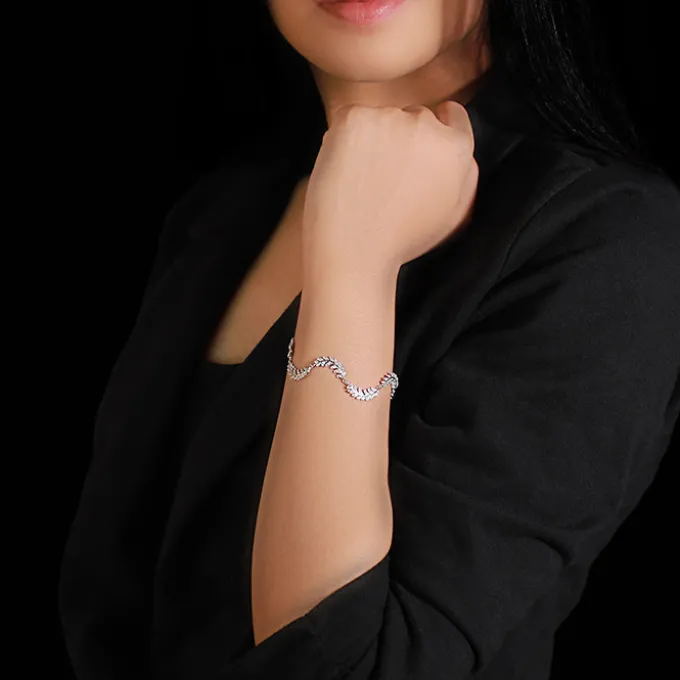 Silver Woven Leaf Bracelet