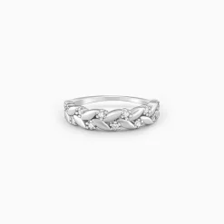 Silver Woven Leaf Ring