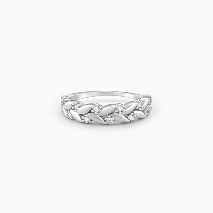 Silver Woven Leaf Ring