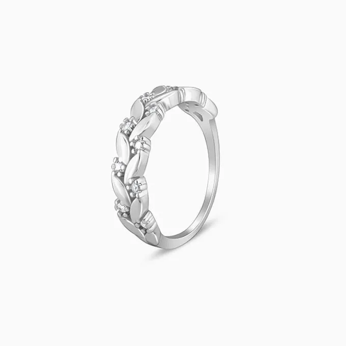 Silver Woven Leaf Ring