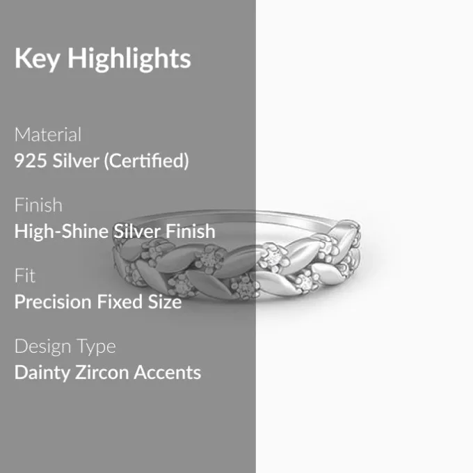 Silver Woven Leaf Ring