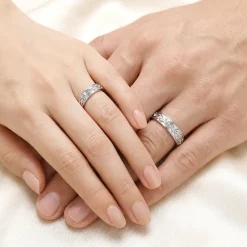 Silver Woven Promise Couple Rings
