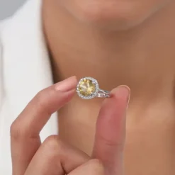 Silver Yellow Citrine Ring
