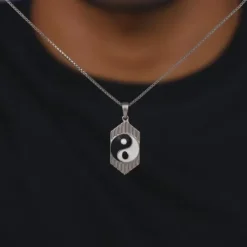 Silver Yin Yang Pendant With Link Chain For Him