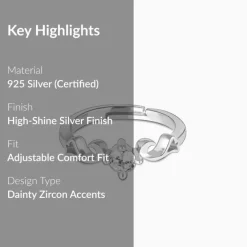 Silver Zircon Beachy Waves Ring