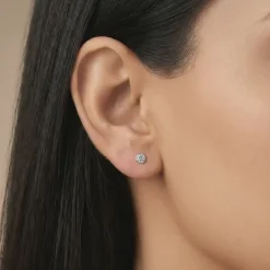 Silver Zircon Bezel Stud Earrings