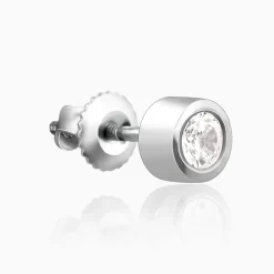 Silver Zircon Bezel Stud Earrings