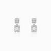 Silver Zircon Bold Baguette Earrings