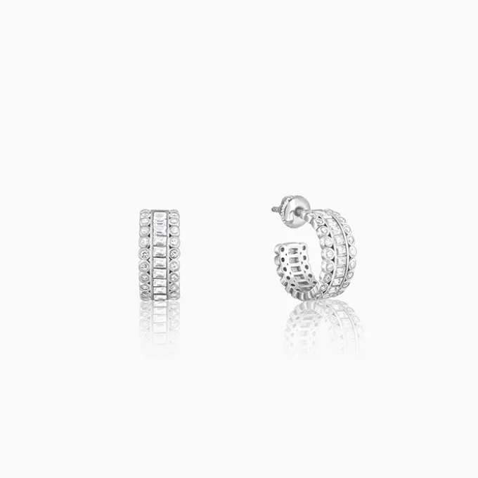 Silver Zircon Charm Earrings