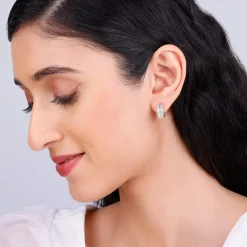 Silver Zircon Charm Earrings