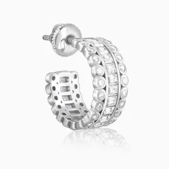 Silver Zircon Charm Earrings