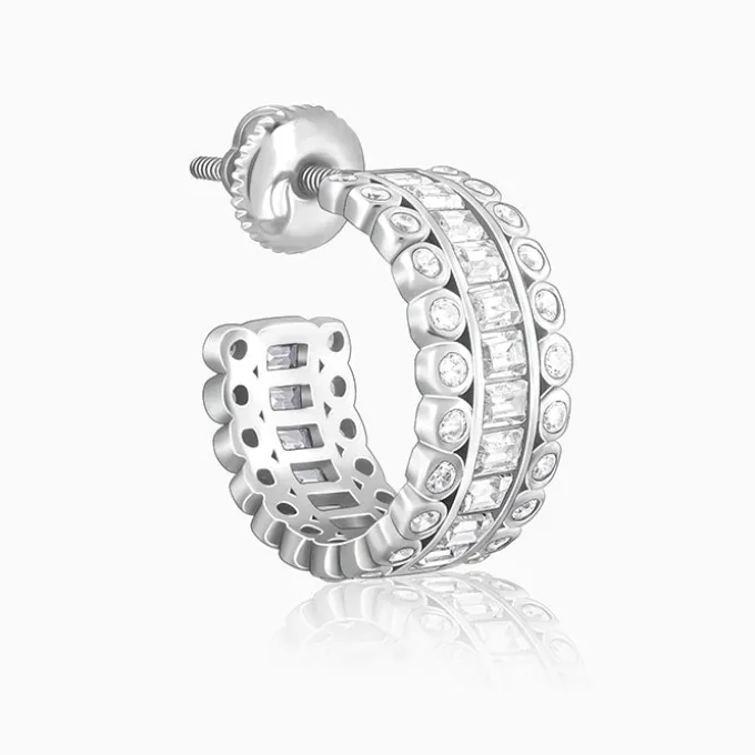 Silver Zircon Charm Earrings