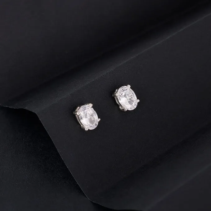 Silver Zircon Classic Stud Earrings