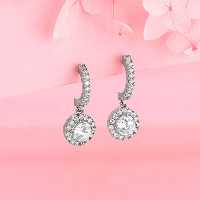 Silver Zircon Drizzle Drop Earrings