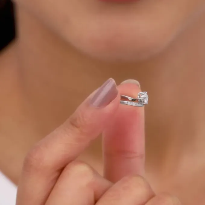 Silver Zircon Embrace Ring