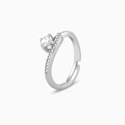 Silver Zircon Embrace Ring
