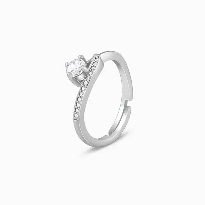 Silver Zircon Embrace Ring