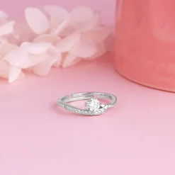 Silver Zircon Embrace Ring