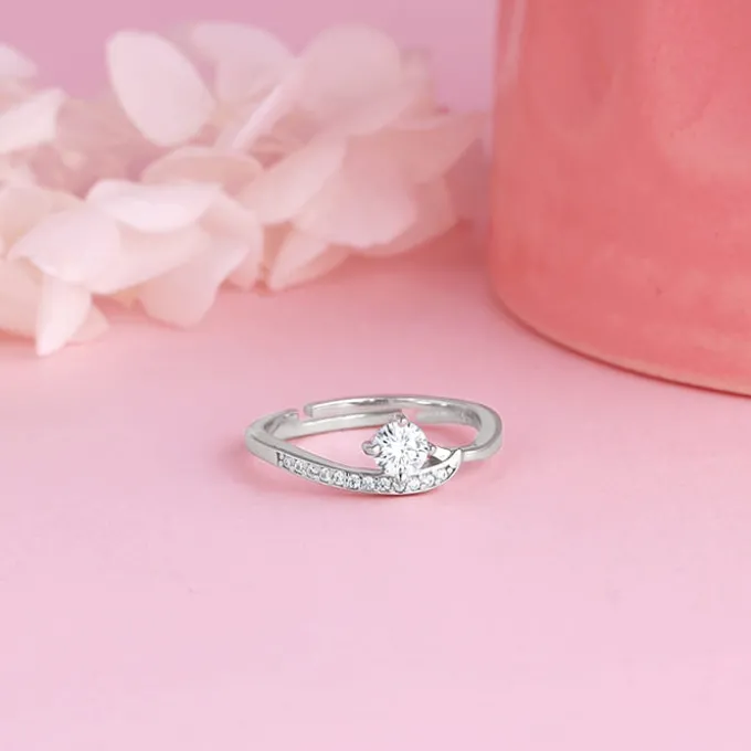 Silver Zircon Embrace Ring