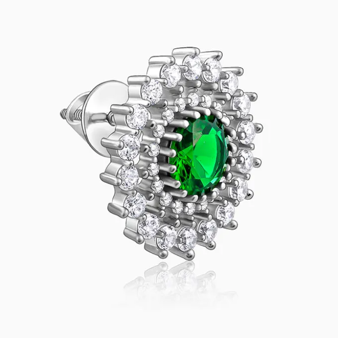 Silver Zircon Emerald Sunshine Studs