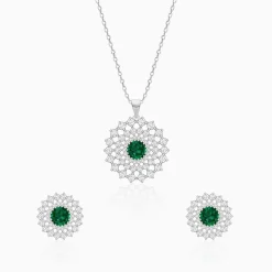 Silver Zircon Emerald Sunshine Set