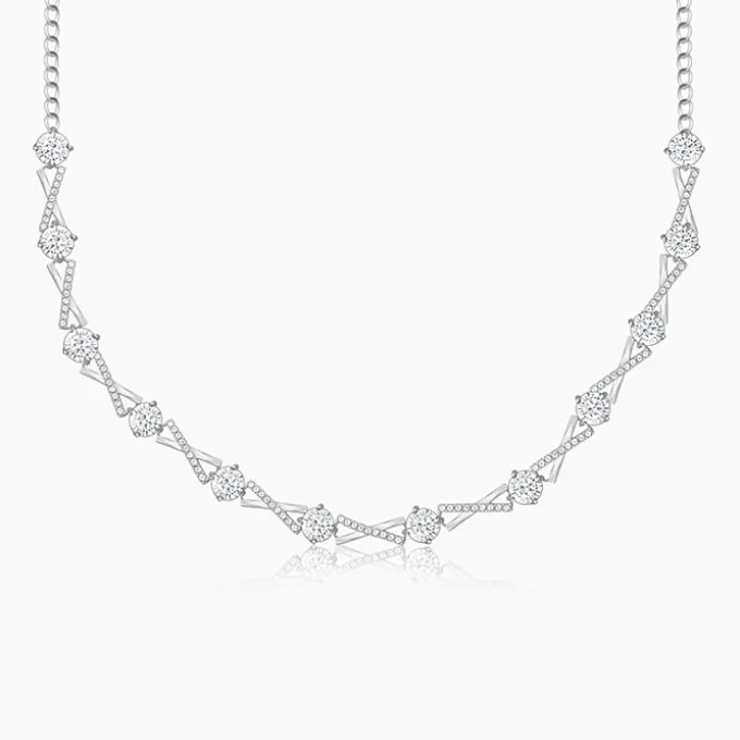 Silver Zircon Excess Necklace