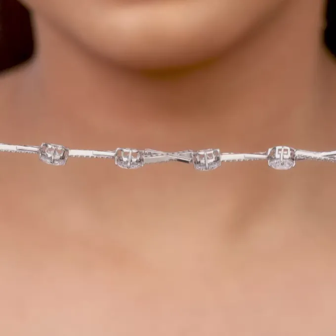 Silver Zircon Excess Necklace