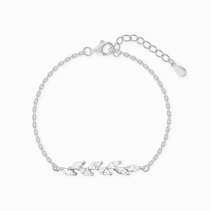Silver Zircon Ferns Bracelet