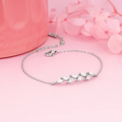 Silver Zircon Ferns Bracelet