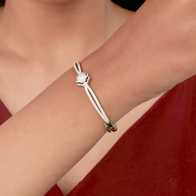 Silver Zircon Flower Bracelet
